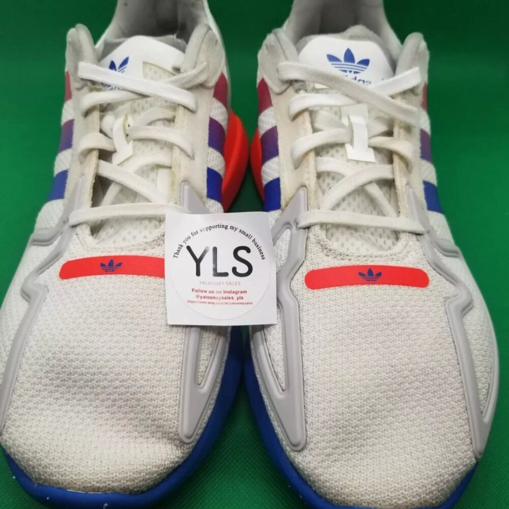 ADIDAS Men Size 7 ZX 2K FLUX Sneakers | White/Grey/Blue/Red Pre Owned